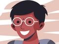 Permainan Puzzle Budak Dengan Kaca Mata talian