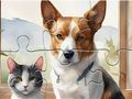 Permainan Jigsaw Puzzle: Lukisan Minyak Anjing Dan Kucing  talian