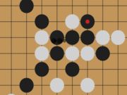 Permainan Gomoku: lima batu berturut-turut  talian