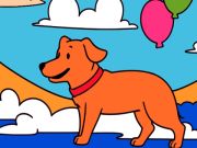 Permainan Warna mengikut kod: anjing kuning  talian