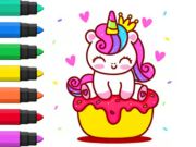 Permainan Buku Pewarna: Cupcake Unicorn  talian