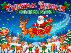 Permainan Christmas Reindeer Coloring Pages talian