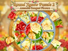 Permainan Round jigsaw Puzzle 2 - Assemble Bouquet flowers talian