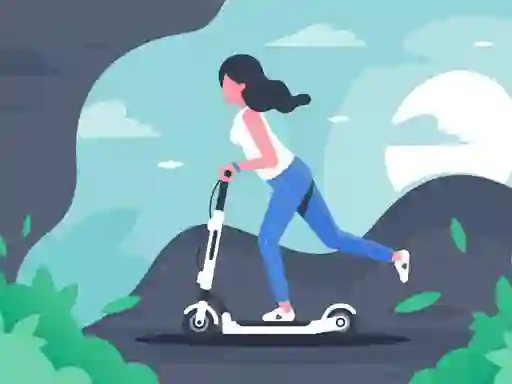 Permainan Electric scooter rides jigsaw talian