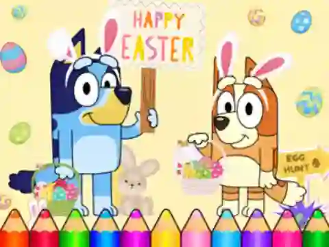Permainan Coloring Book: Bluey Happy Easter talian