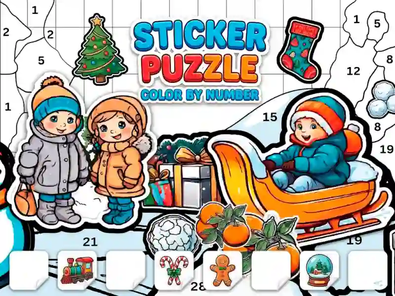 Permainan Sticker Book Puzzle: Color By Number talian