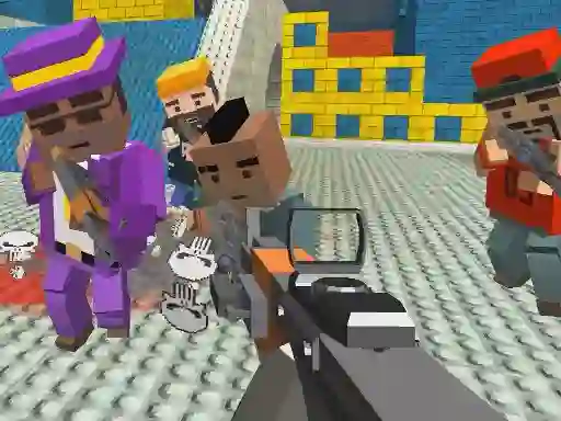 Permainan GunGame shooting warfare: blocky gangster talian