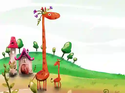 Permainan Cartoon Giraffe Puzzle talian