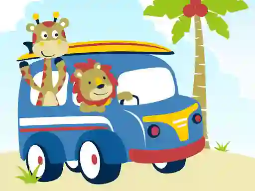 Permainan Cute animals with cars difference talian