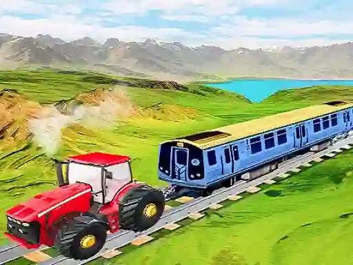 Permainan Chained tractor towing train talian