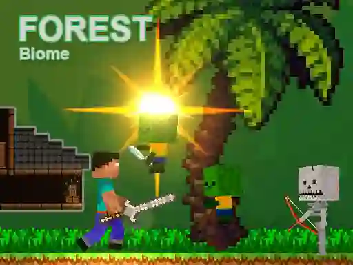 Permainan Noob vs Zombies - Forest biome talian