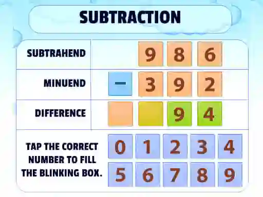 Permainan Subtraction Practice talian