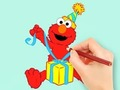 Permainan Buku Mewarna: Elmo Gift  talian