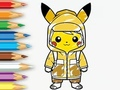 Permainan Buku Mewarna: Jas Hujan Pikachu  talian