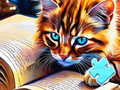 Permainan Jigsaw Puzzle: Membaca Kucing  talian
