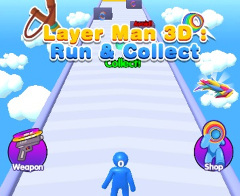 Permainan Layer Man 3D Run mengumpul talian