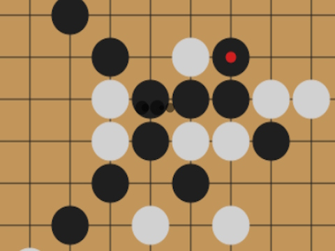 Permainan Gomoku: lima batu berturut-turut  talian