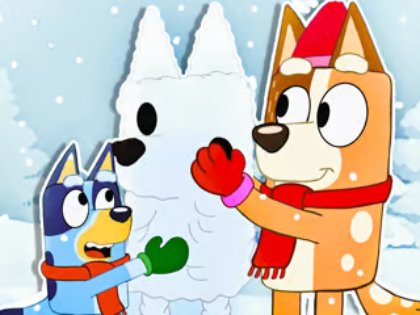 Permainan Teka -teki Jigsaw: Bluey Christmas Snowman talian