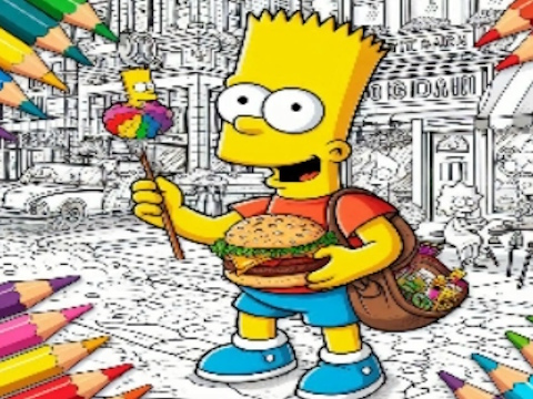 Permainan Kembali ke Buku Pewarna Simpsons Sekolah  talian