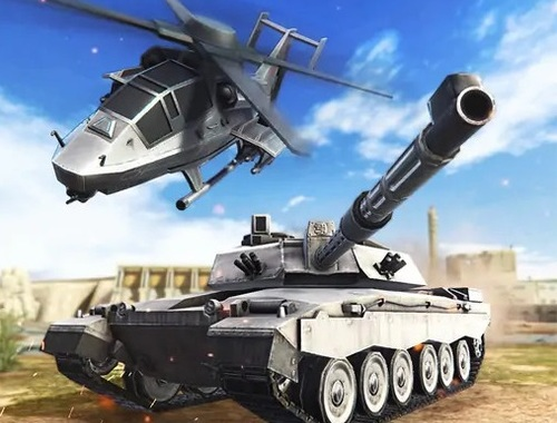 Permainan Strategi perang. Tangki dan helikopter  talian
