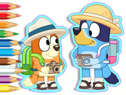 Permainan Buku Pewarna: Bluey Camping  talian