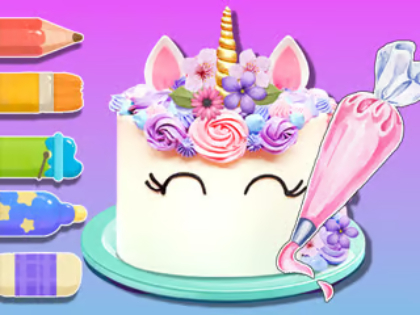 Permainan Buku pewarna: kek unicorn  talian