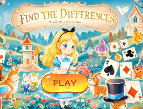Permainan Cari perbezaan: Alice in Wonderland  talian