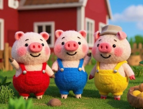 Permainan Cari perbezaan: 3 babi kecil  talian