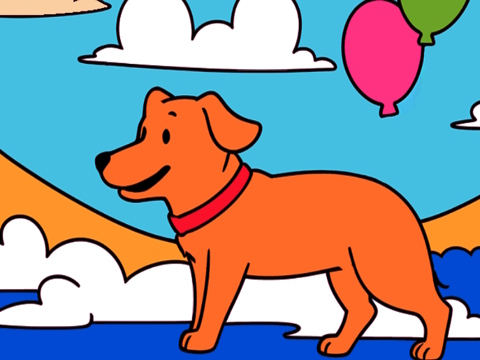 Permainan Warna mengikut kod: anjing kuning  talian