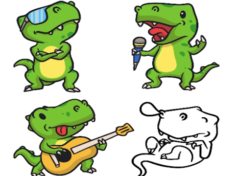 Permainan Klik dan warna dinosaur  talian