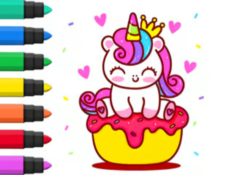 Permainan Buku Pewarna: Cupcake Unicorn  talian
