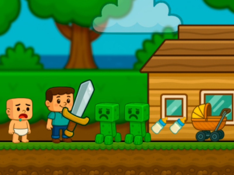 Permainan Bantuan Baby Noob! Steve talian
