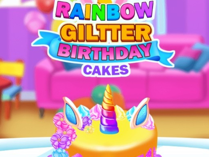 Permainan Kek Hari Lahir Glitter Rainbow talian